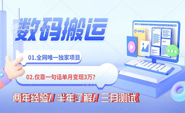 数码搬运项目，月入30000+-柚子网创