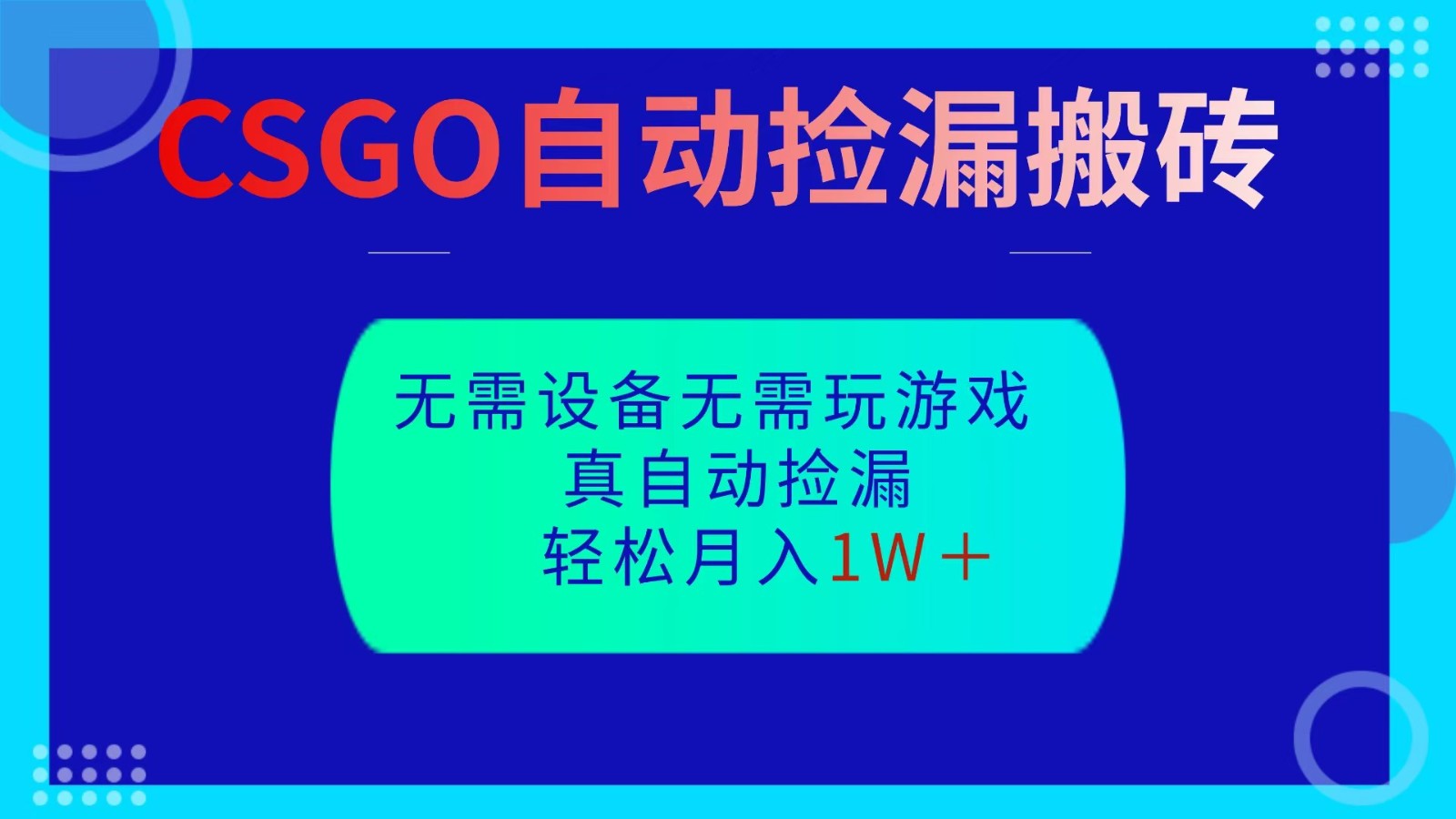 CSGO自动捡漏搬砖，当天操作当天见结果，无需了解游戏，包教包会包落地-柚子网创