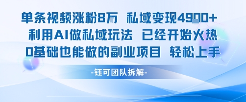 单条视频私域变现4.9k+利用AI做私域玩法 已经开始火热0基础也能做的副业项目轻松上手-柚子网创