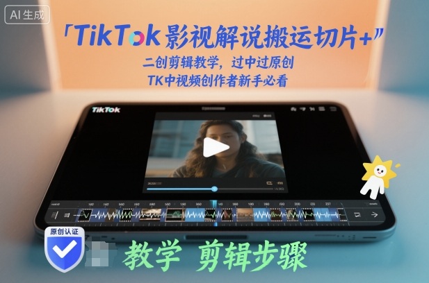 TikTok影视解说搬运切片+二创剪辑教学，过中过原创，TK中视频创作者新手必看-柚子网创