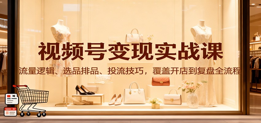 视频号变现实战课：流量逻辑、选品排品、投流技巧，覆盖开店到复盘全流程-柚子网创