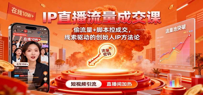 IP直播流量成交课：偷流量+脚本控成交，线索驱动的创始人IP方法论-柚子网创