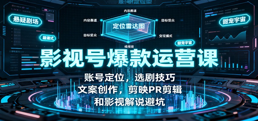 影视号爆款运营课：账号定位，选剧技巧，文案创作，剪映PR剪辑和影视解说避坑-柚子网创