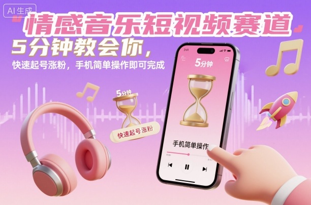 情感音乐短视频赛道，5分钟教会你，快速起号涨粉，手机简单操作即可完成-柚子网创