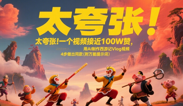 太夸张！一个视频接近100W赞，用AI制作西游记Vlog视频，全流程拆解来了(附万能提示词)-柚子网创