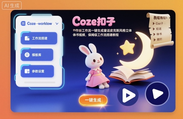 Coze扣子工作流一键生成童话皮克斯风格立体书视频，保姆级工作流搭建教程-柚子网创