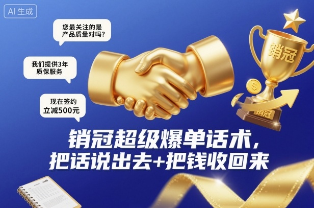 销冠超级爆单话术，把话说出去+把钱收回来-柚子网创