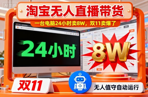 淘宝无人直播带货，一台电脑214小时卖8W，双11卖爆了【揭秘】-柚子网创