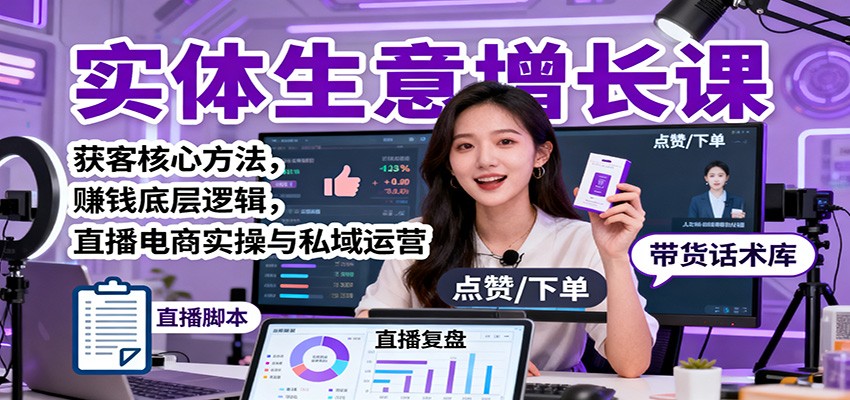 实体生意增长课：获客核心方法，赚钱底层逻辑，直播电商实操与私域运营-柚子网创