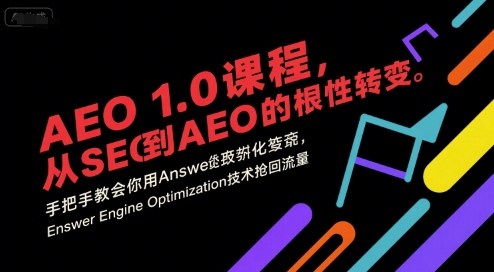 AEO 1.0 课程，从SEO到AE0的基命性转变，手把手教会你用AnswerEngineOptimization技术抢回流量(更新)-柚子网创
