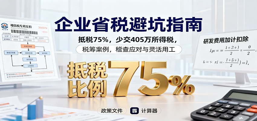 企业省税避坑指南：抵税75%，少交405万所得税，税筹案例，稽查应对与灵活用工-柚子网创