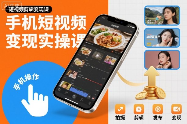 手机短视频变现实操课，短视频剪辑变现课-柚子网创