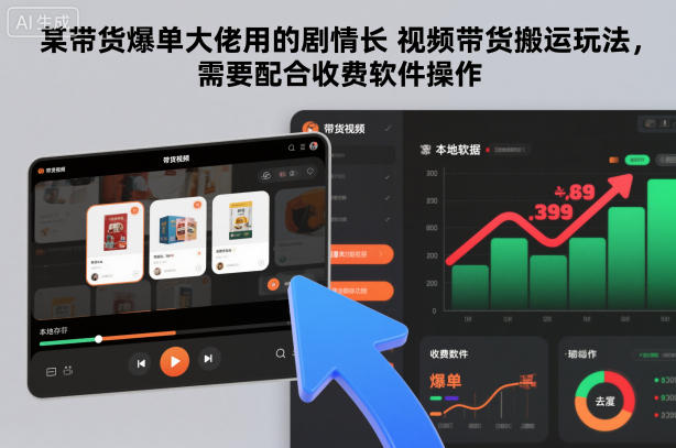 某带货爆单大佬用的剧情长视频带货搬运玩法，需要配合收费软件操作-柚子网创