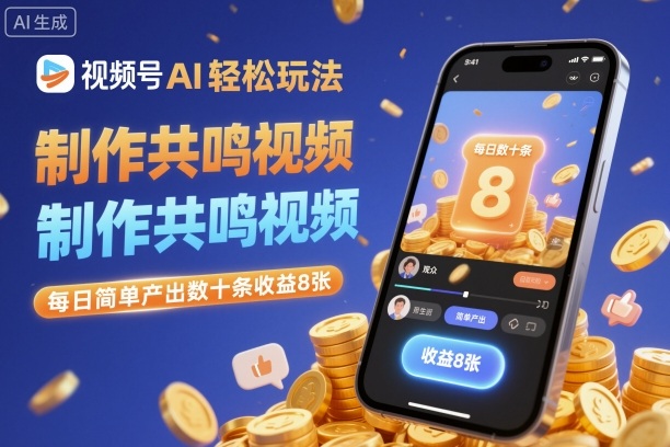 视频号AI轻松玩法，制作共鸣视频，每日简单产出数十条收益8张-柚子网创
