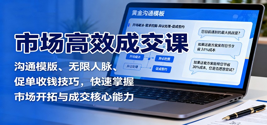 市场高效成交课：沟通模版、无限人脉、促单收钱技巧，快速掌握市场开拓与成交核心能力-柚子网创