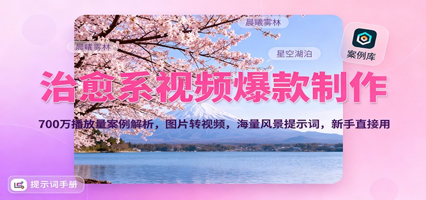 治愈系视频爆款制作，700万播放量案例解析，图片转视频，海量风景提示词，新手直接用-柚子网创