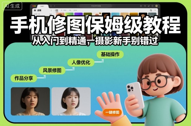 手机修图保姆级教程，从入门到精通，摄影新手别错过-柚子网创