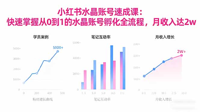 2025小红书水晶账号速成课：快速掌握从0-1水晶账号孵化全流程，月收入达2w-柚子网创