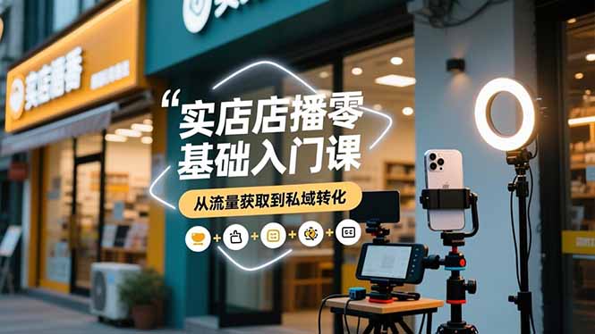 实体店播零基础入门课，实体店+短视频+直播+微信生态+私域社群，从流量获取到私域转化-柚子网创