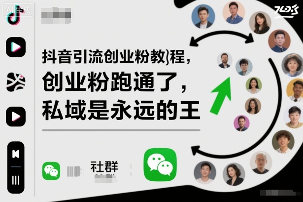 抖音引流创业粉教程，创业粉终于跑通了，私域是永远的王-柚子网创