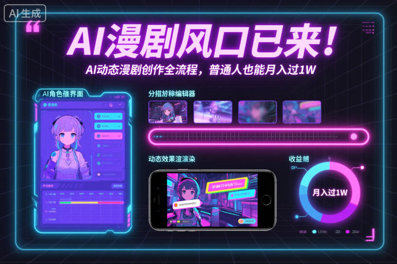 AI漫剧风口已来！AI动态漫剧创作全流程，普通人也能月入过1W-柚子网创