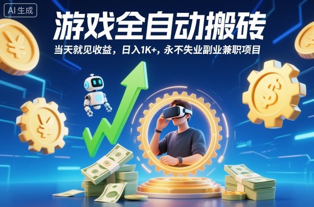游戏全自动搬砖，当天就见收益，日入1K+，永不失业副业兼职项目【揭秘】-柚子网创