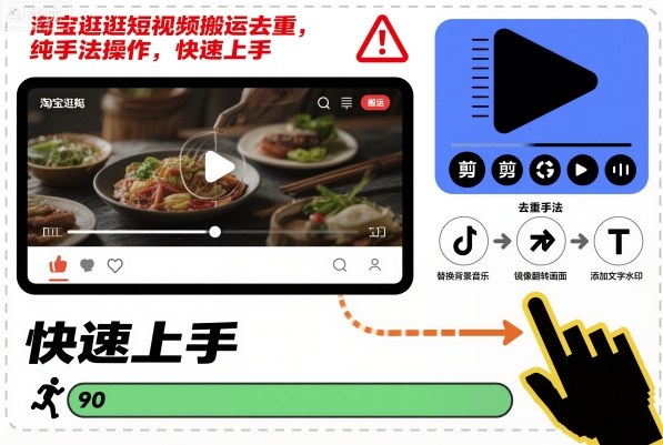 淘宝逛逛短视频搬运去重，纯手法操作，快速上手-柚子网创