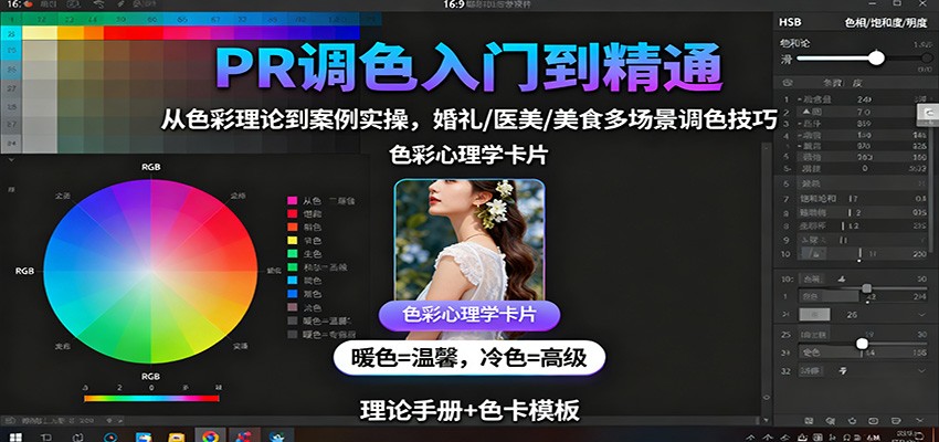 PR调色入门到精通：从色彩理论到案例实操，婚礼/医美/美食多场景调色技巧-柚子网创