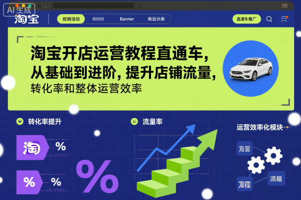 淘宝开店运营教程直通车，从基础到进阶，提升店铺流量，转化率和整体运营效率(更新11月)-柚子网创
