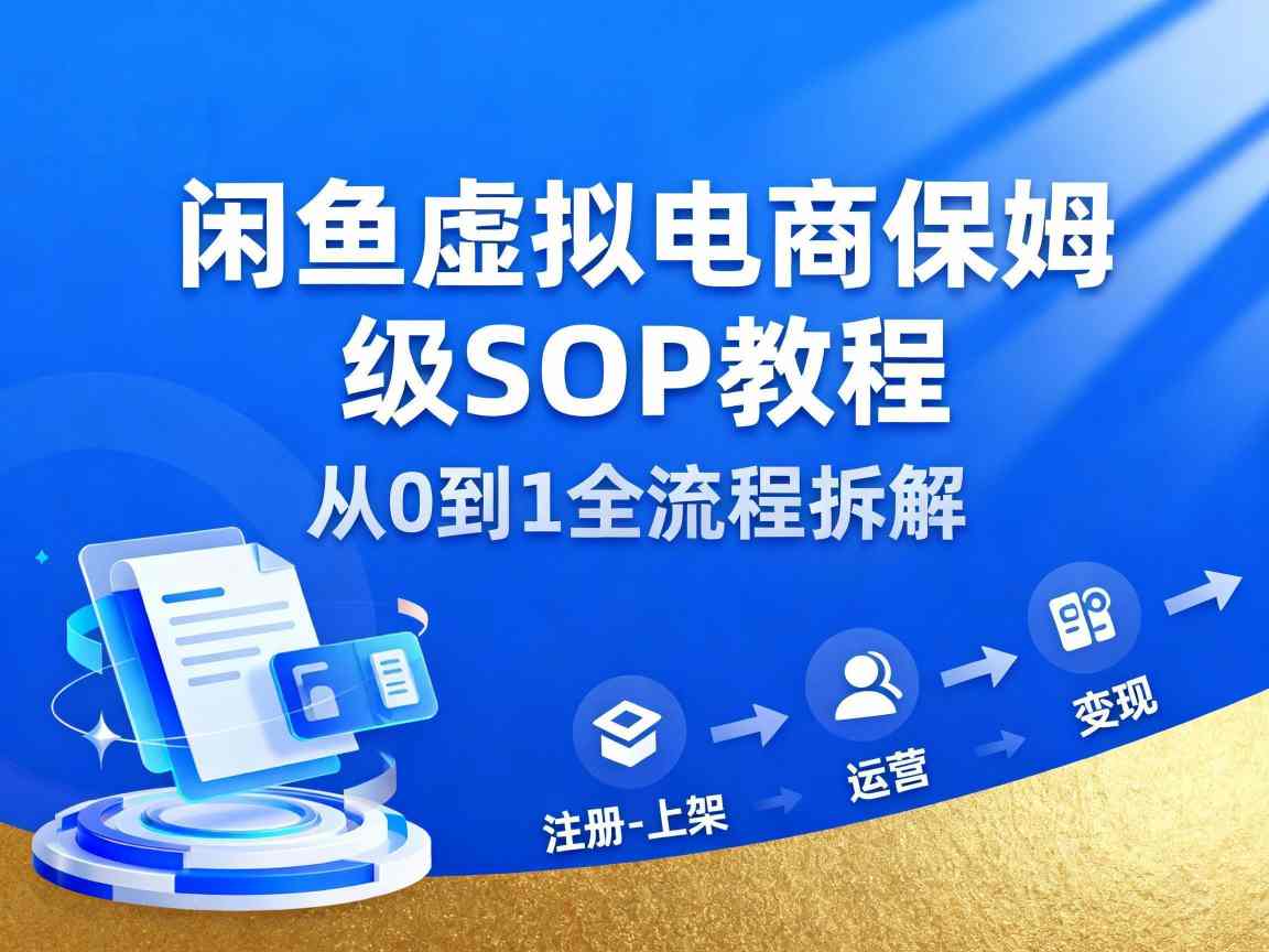 闲鱼虚拟电商，月入轻松过1W，保姆级SOP教程-柚子网创