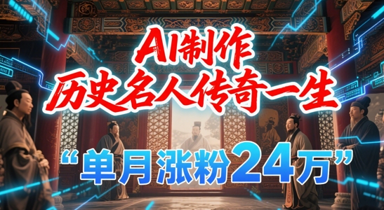 暴力起号！用AI制作历史名人传奇一生，单月涨粉24W，涨粉+变现赛道黑马来了-柚子网创