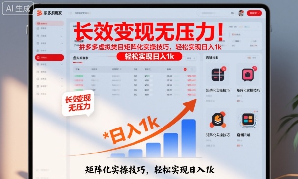 长效变现无压力！拼多多虚拟类目矩阵化实操技巧，轻松实现日入1k【揭秘】-柚子网创