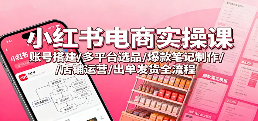 小红书电商实操课：账号搭建/多平台选品/爆款笔记制作/店铺运营/出单发货全流程-柚子网创