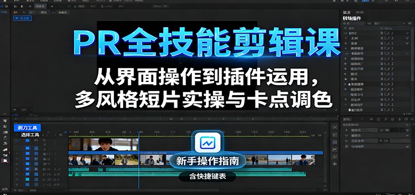 PR全技能剪辑课：从界面操作到插件运用，多风格短片实操与卡点调色-柚子网创