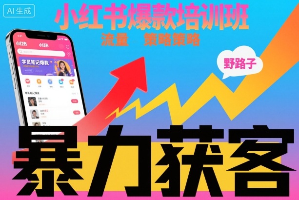 小红书爆款培训班，小红书获客野路子流量打法，暴力持续获客-柚子网创