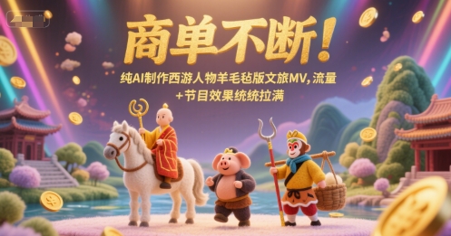 商单不断！纯AI制作西游人物羊毛毡版文旅MV，流量+节目效果统统拉满-柚子网创