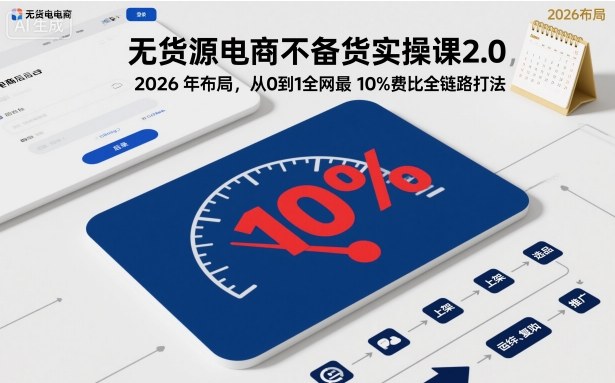 无货源电商不备货实操课2.0，2026年布局，从0到1全网最低10%费比全链路打法【更新中】-柚子网创