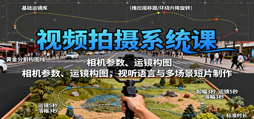 视频拍摄系统课：相机参数、运镜构图，视听语言与多场景短片制作-柚子网创
