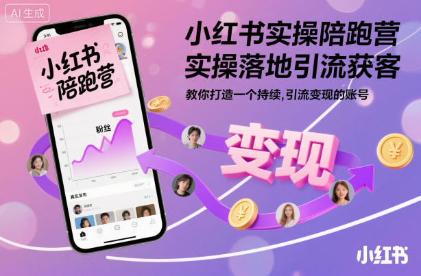 小红书实操陪跑营，实操落地引流获客，教你打造一个持续引流变现的账号-柚子网创