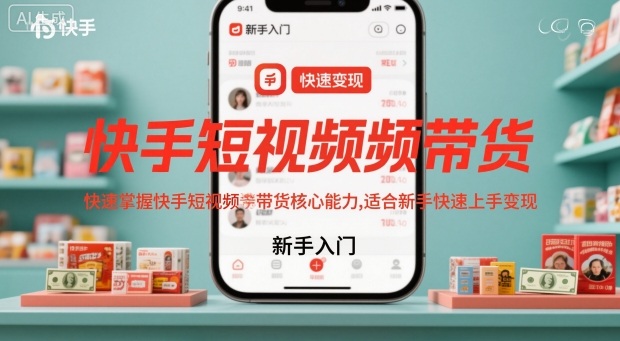 快手短视频带货，快速掌握快手短视频带货核心能力，适合新手快速上手变现-柚子网创