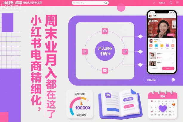 小红书电商精细化运营全流程，周末副业月入1W+，全套方法都在这了-柚子网创