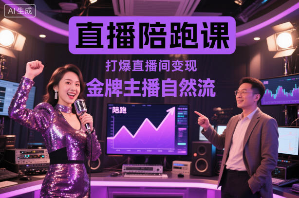 直播陪跑课，金牌主播自然流打爆直播间，复制高变现玩法-柚子网创