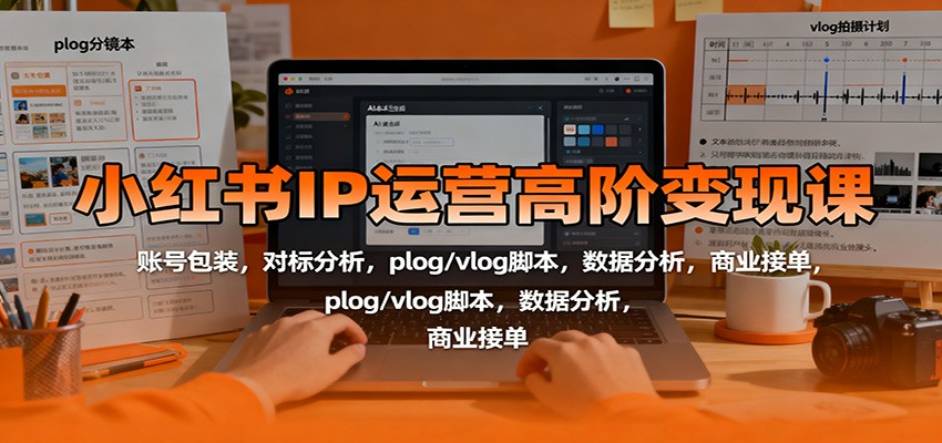 小红书IP运营高阶变现课：账号包装，对标分析，plog/vlog脚本，数据分析，商业接单-柚子网创