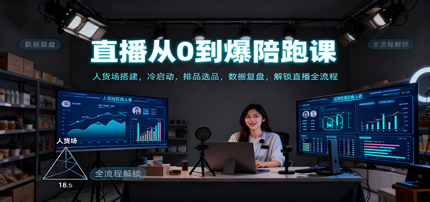 直播从0到爆陪跑课：人货场搭建，冷启动，排品选品，数据复盘，解锁直播全流程-柚子网创