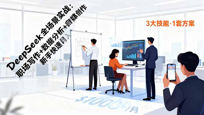DeepSeek全场景实战：职场写作+数据分析+自媒体创作，新手快速月入过万-柚子网创