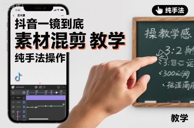 抖音一镜到底素材混剪教学，纯手法操作-柚子网创