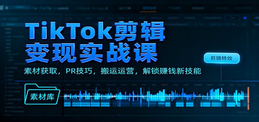 TikTok剪辑变现实战课：素材获取，PR技巧，搬运运营，解锁赚钱新技能-柚子网创