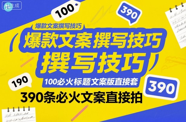 爆款文案撰写技巧，100个必火标题文案模版直接套，390条必火文案直接拍-柚子网创
